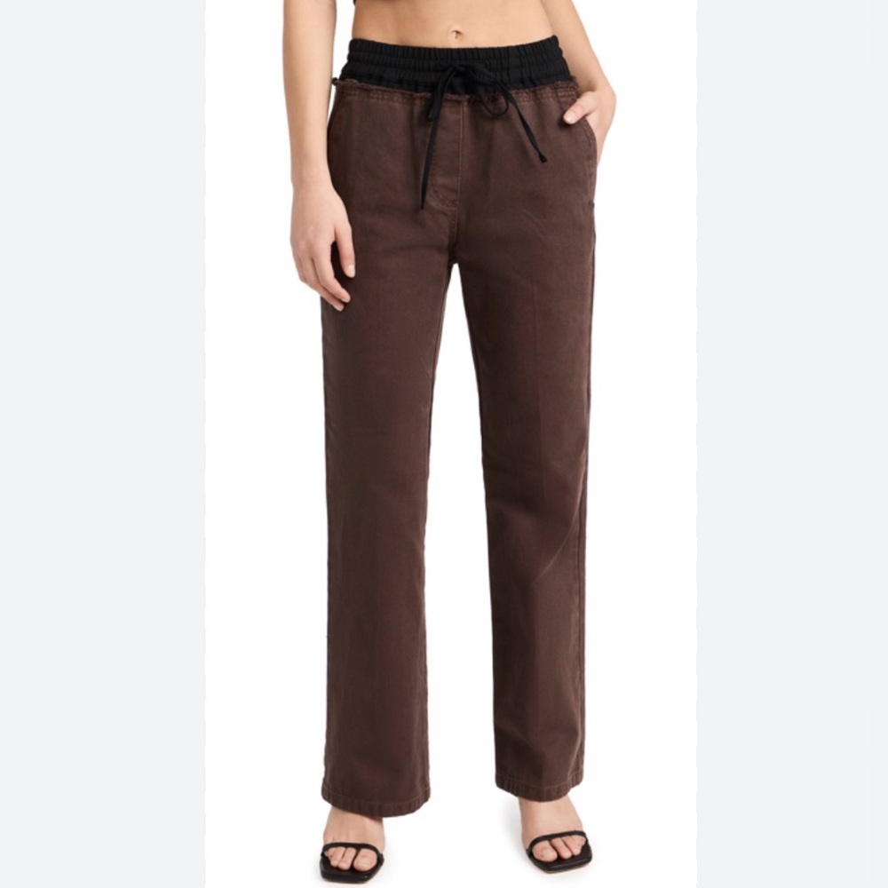 3.1 Phillip Lim‎ Denim Combo Pull On Pants Jeans SM Brown Elastic waist Capsule